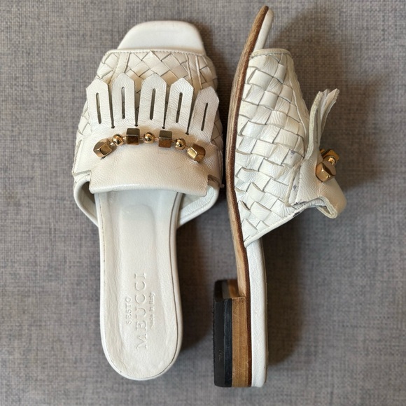 VINTAGE Sesto Meucci Woven Leather Slide Sandals - Picture 5 of 9